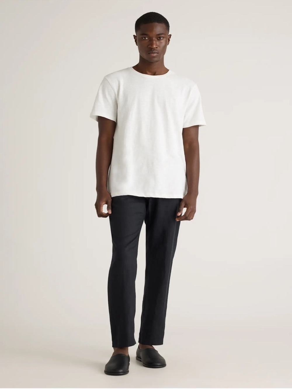 Quince 100% European Linen Drawstring Beach Pants Black